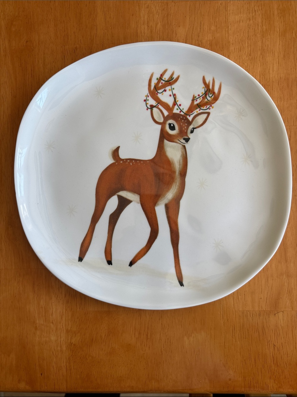 Target Threshold Melamine Deer with Christmas Lights Holiday Plate Like NEW